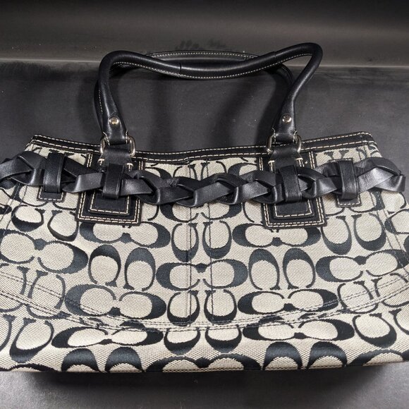 Coach Greige (grey/beige) & Black Signature Bag - Picture 3 of 5